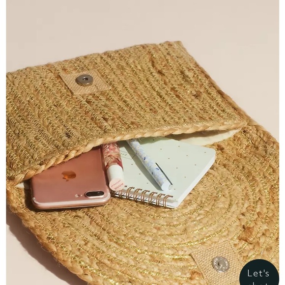 Mud Pie Jute Clutch With Tassels - Picture 2 of 6